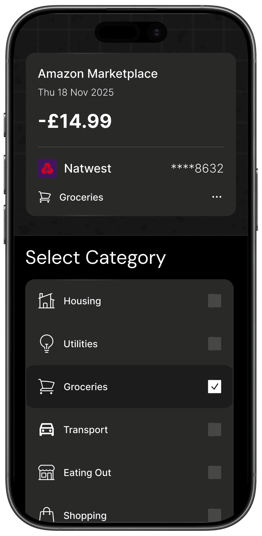categorise interface